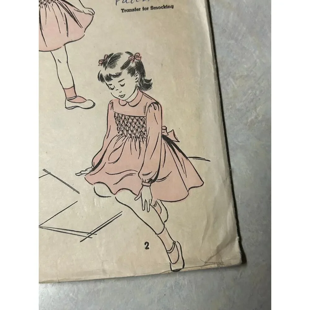 Vintage 1948 Advance Pattern #4945 Toddler Girls Smocked Dress Size‎ 4